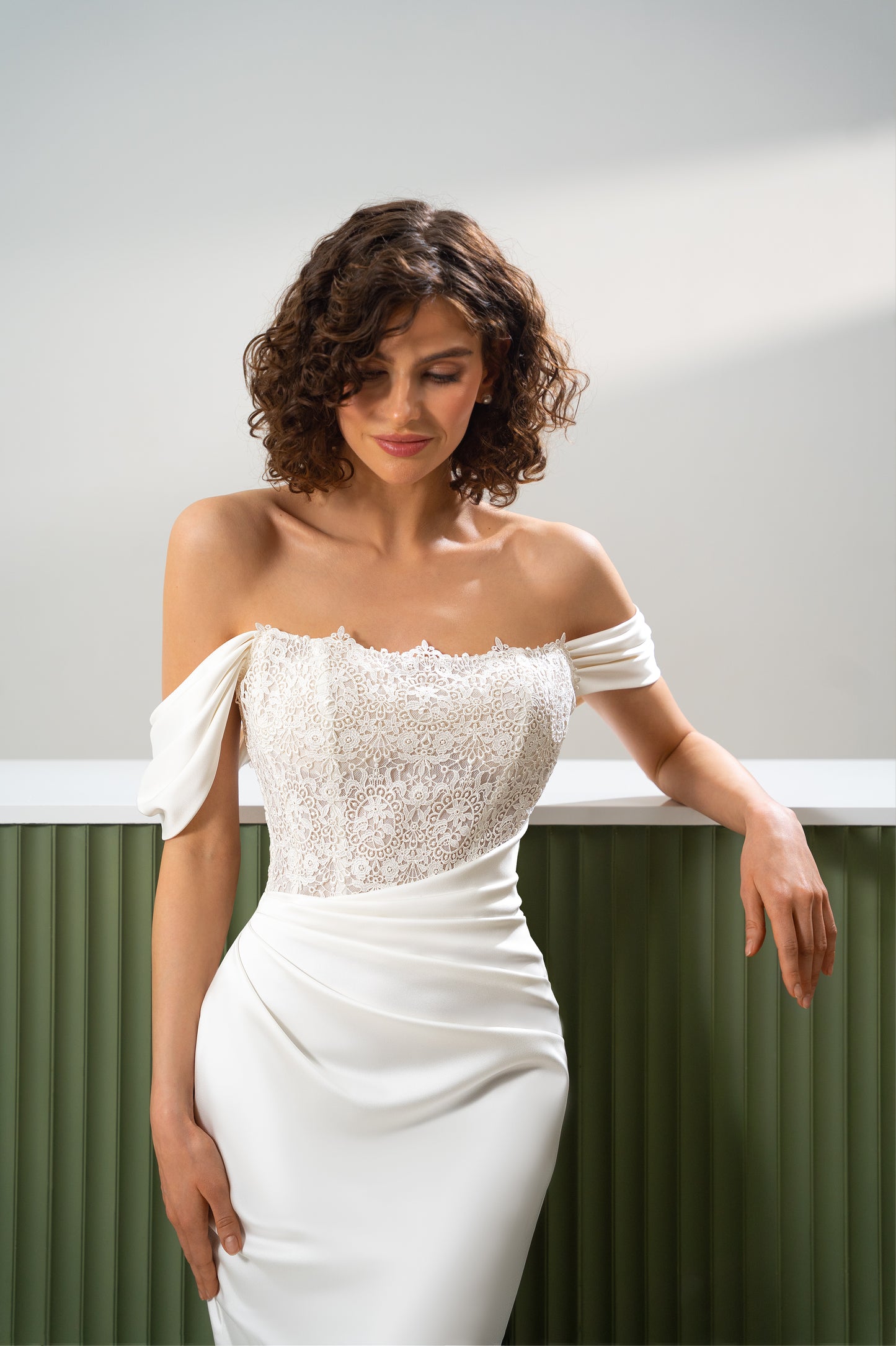 Astrid – Off-Shoulder Lace & Satin Bridal Dress