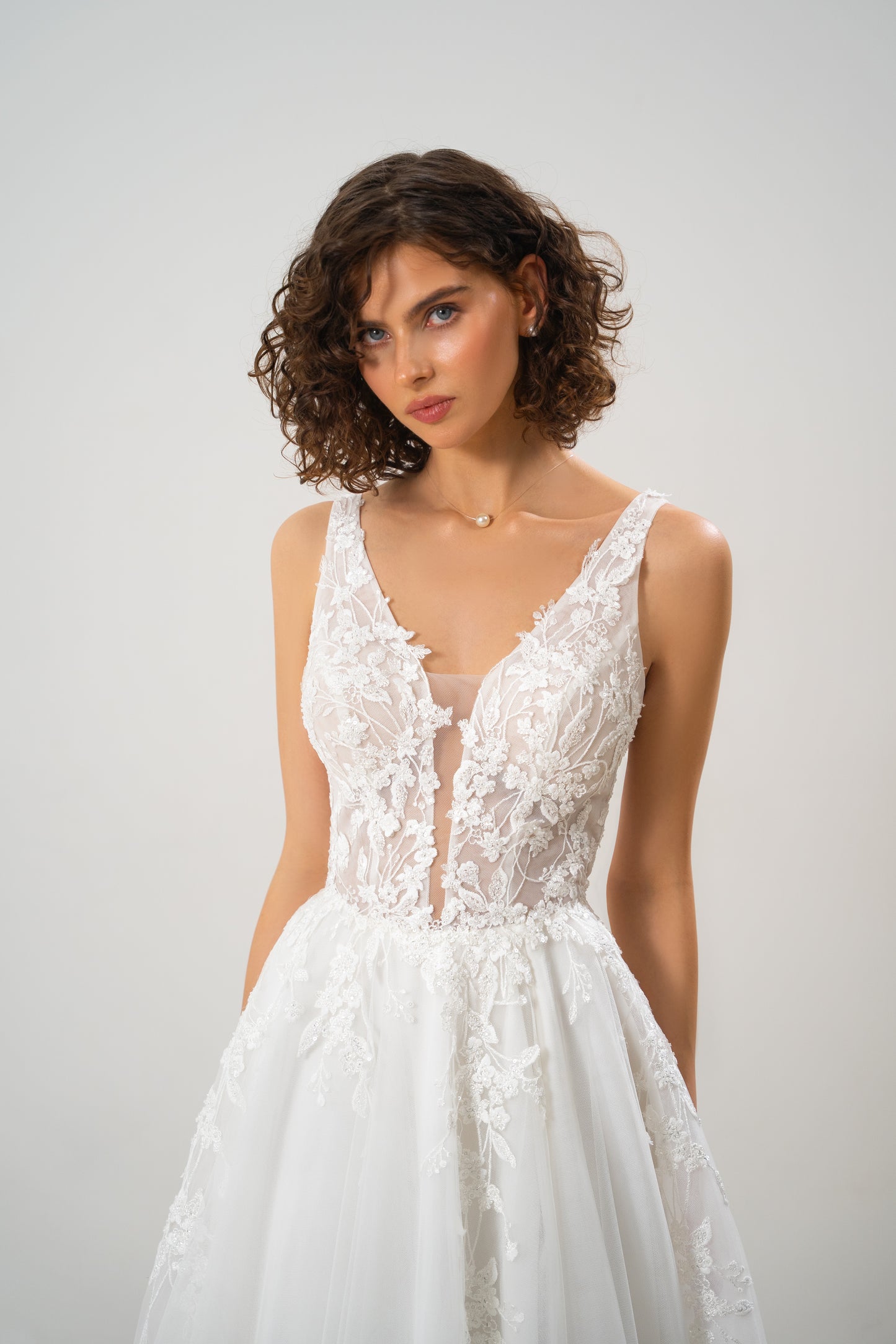 Merelin - Plunging V-Neck Lace Wedding Dress
