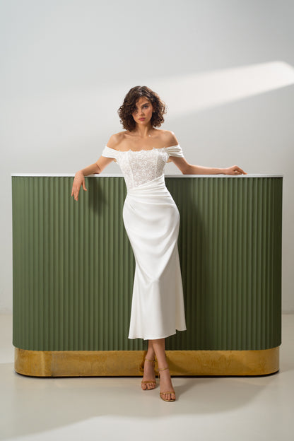 Astrid – Off-Shoulder Lace & Satin Bridal Dress