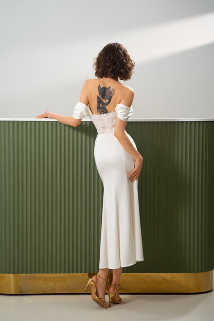 Astrid – Off-Shoulder Lace & Satin Bridal Dress