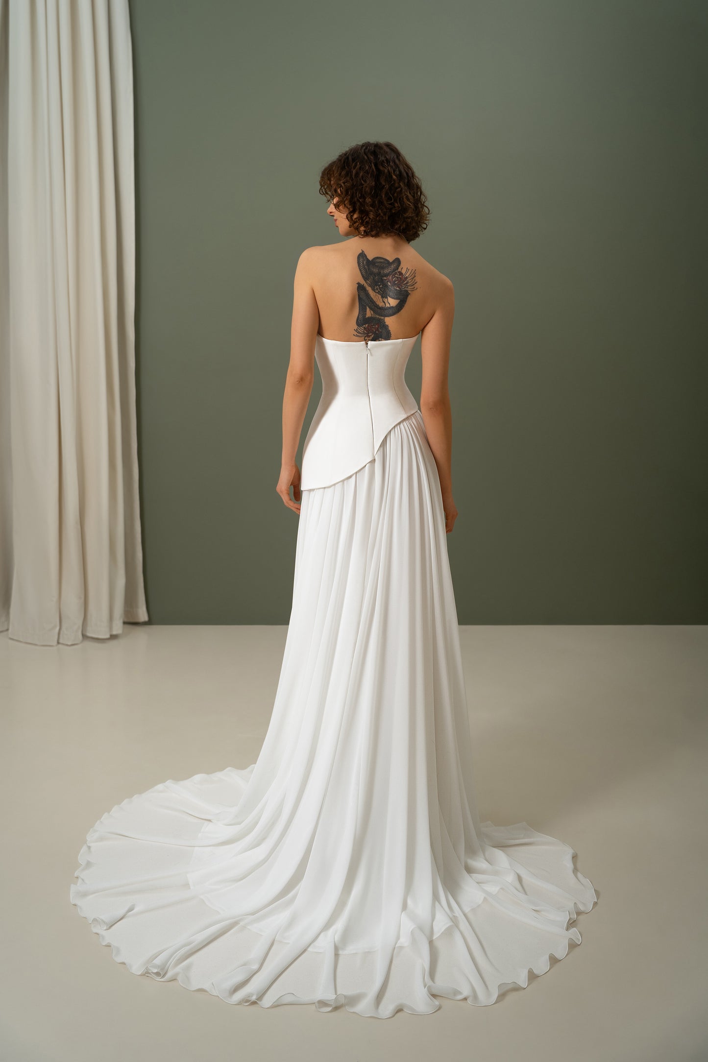 Lulu – Minimalist Strapless Wedding Gown with Asymmetrical Corset