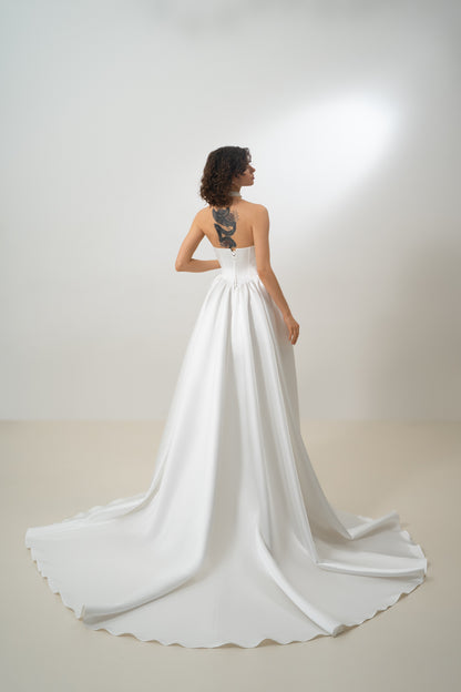 Rosalin - Satin Corset with Dropped Basque Waist Wedding Dress